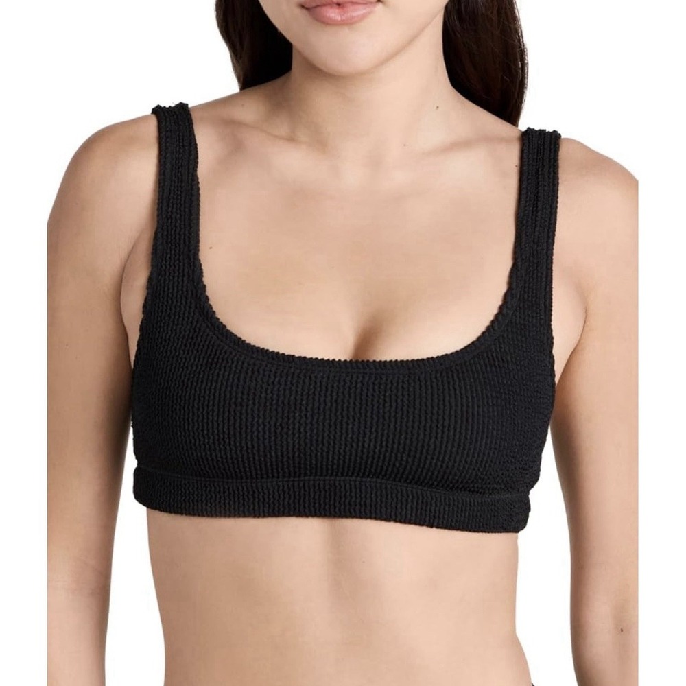 Good American Womens Classic Always Fits Bikini Ribbed Top in Black Size L/ XL‎